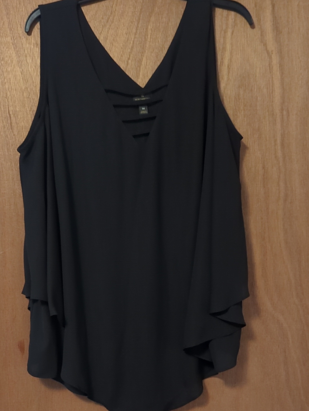 Worthington Black V-Neck Sleeveless Top with Strappy Detail